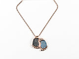 Cute Fun Elegant Baby Feet Pair Design Pink Gold Tone Silver Necklace