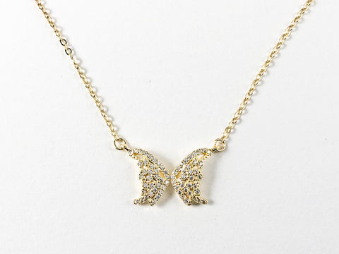Cute Dainty Butterfly Design Gold Tone Silver Necklace