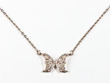 Cute Dainty Butterfly Design Pink Gold Tone Silver Necklace