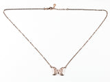 Cute Dainty Butterfly Design Pink Gold Tone Silver Necklace