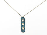 Unique Long Vertical Bar Triple Hamsa Hand Design Gold Tone Silver Necklace