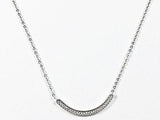 Elegant Fun Simple Curve Bar Design CZ Silver Necklace