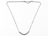 Elegant Fun Simple Curve Bar Design CZ Silver Necklace