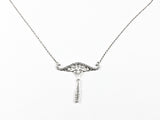 Vintage Unique Dangle CZ Silver Necklace