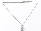Nice Pear Shape Mother Of Pearl With Hamsa Hand Design Silver Necklace