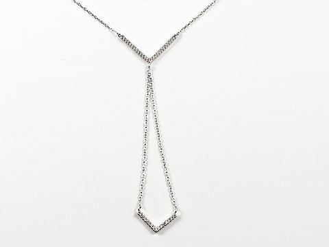 Elegant Unique Tie Bar Long Dangle Design Silver Necklace