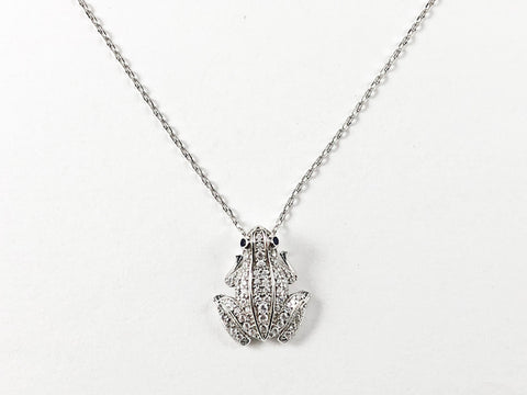 Elegant Frog Design Charm Silver Necklace