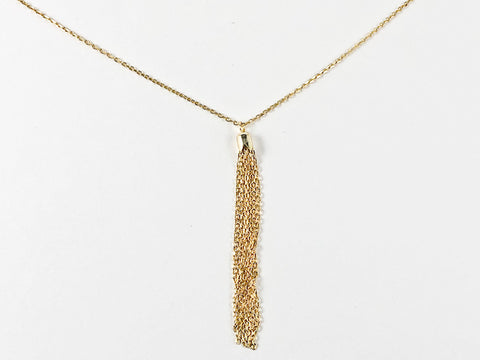 Modern Dainty Long Tassel Design Gold Tone Silver Necklace