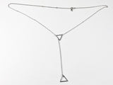 Modern Long Double Triangle Dangle Fun Design Silver Necklace