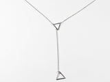 Modern Long Double Triangle Dangle Fun Design Silver Necklace
