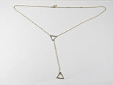 Modern Long Double Triangle Dangle Fun Design Gold Tone Silver Necklace