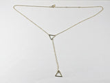 Modern Long Double Triangle Dangle Fun Design Gold Tone Silver Necklace