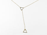 Modern Long Double Triangle Dangle Fun Design Gold Tone Silver Necklace