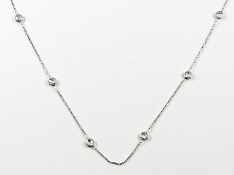 Elegant CZ by the yard Style 24 Inch Setting Silver Necklace