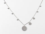 Elegant Multi Round Disc Micro Setting CZ Silver Necklace