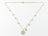 Elegant Multi Round Disc Micro Setting CZ Gold Tone Silver Necklace