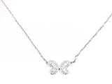 Beautiful Baguette CZ Butterfly Design & Shape Silver Necklace