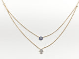 Beautiful Elegant Layered Double Exotic Eye & Hand Gold Tone Silver Necklace