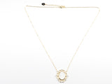 Elegant Mother Of Pearl Religious Guadalupe Figure Antique CZ Frame Gold Tone Silver Necklace