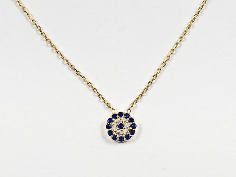 Elegant Dainty Round Evil Eye Style CZ Design Charm Gold Tone Silver Necklace