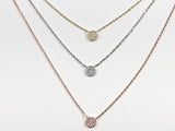Elegant Beautiful Tri Color Round Disc CZ Layered Design Silver Necklace