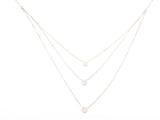 Elegant Beautiful Tri Color Round Disc CZ Layered Design Silver Necklace
