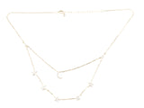 Elegant Dainty Moon & Star Charms Layered Delicate Gold Tone Silver Necklace