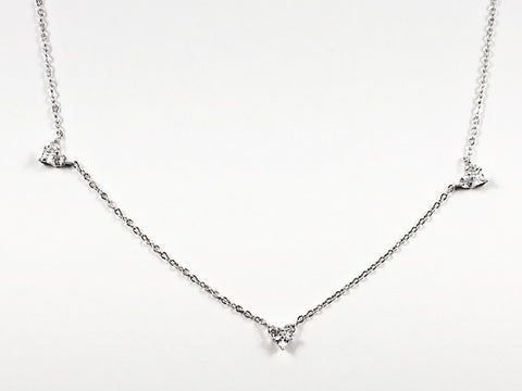 Cute Dainty Delicate Multi Heart Charm Silver Necklace