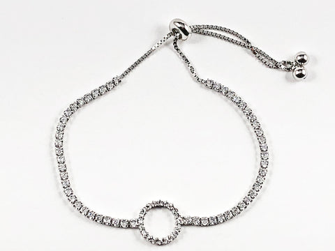 Elegant Fine Open Star CZ Design Delicate Draw String Silver Bracelet