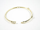 Elegant Dainty Thin Floral CZ Gold Tone Silver Bangle Bracelet