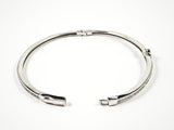 Elegant Dainty Thin Center Floral CZ With CZ All Around Silver Bracelet Bangle