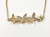 Beautiful Multi Butterfly CZ Design Gold Tone Draw String Brass Bracelet