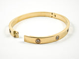 Modern Crystal Gold Tone Stel Bangle