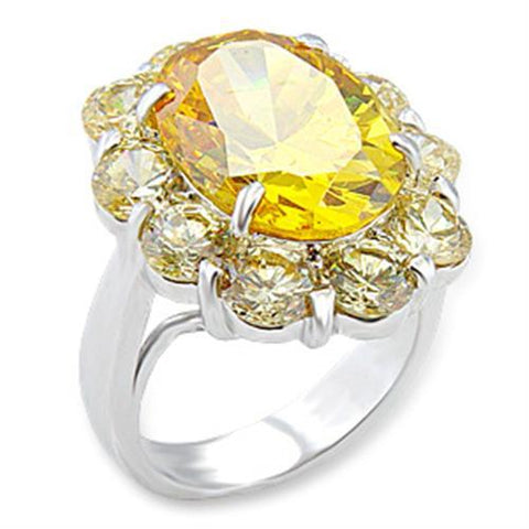 Nice Sunflower Design With Citrine & Champagne Color CZ Brass Ring