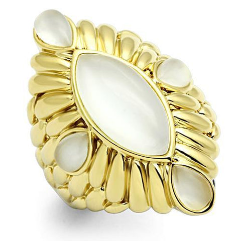 Unique Antique Style Diamond Shape Mother Of Pearl Stone Gold Tone Brass Ring