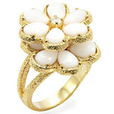 Beautiful Unique Layered Floral White Stone Gold Tone Brass Ring