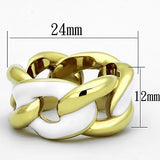 Unique Link Design Eternity Band With White Enamel Gold Tone Steel Ring