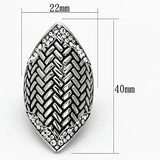 Elegant Long Textured Surface CZ Steel Ring