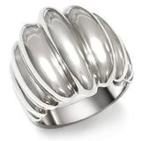 Modern Solid Metallic Geometric Design Silver Tone Steel Ring